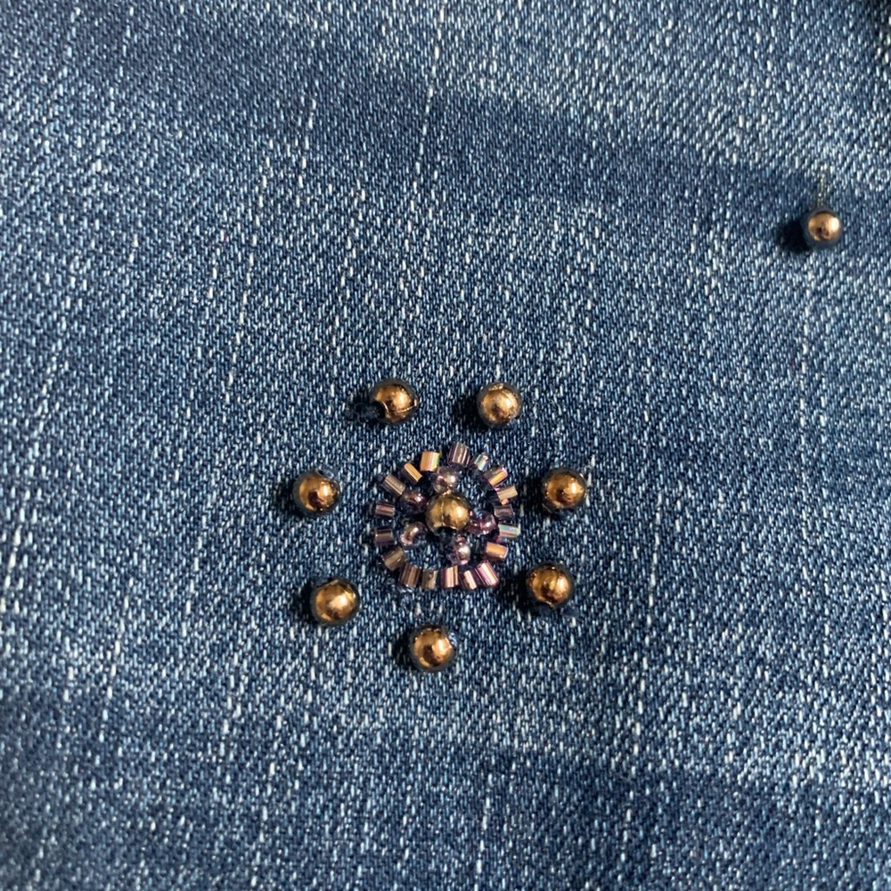 Chico's Blue Skinny Jeans with Gold Accents